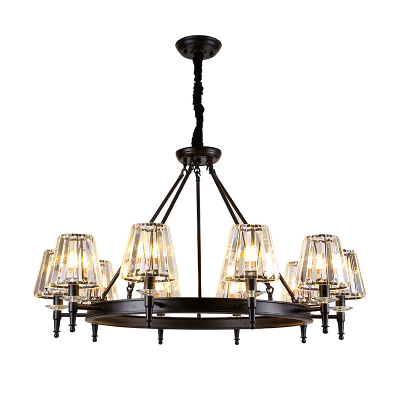 Conical Bedroom Chandelier Classic Crystal Block Black Suspended Lighting Fixture Clearhalo 'Ceiling Lights' 'Chandeliers' Lighting' options 2138192