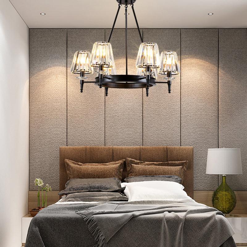 Conical Bedroom Chandelier Classic Crystal Block Black Suspended Lighting Fixture Clearhalo 'Ceiling Lights' 'Chandeliers' Lighting' options 2138193