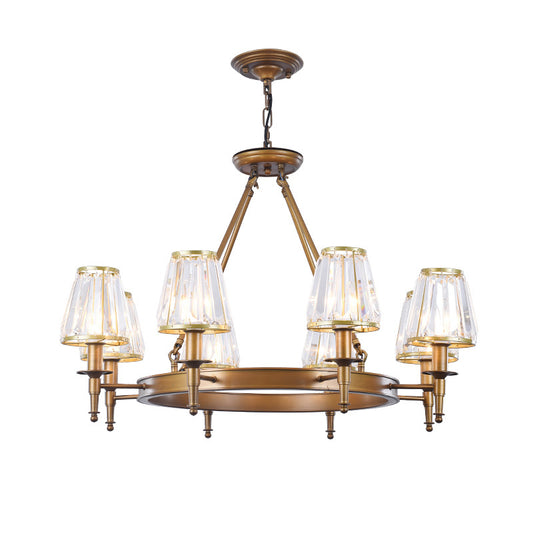 Traditional Cone Shaped Hanging Lamp Crystal Prism Ceiling Chandelier for Living Room Clearhalo 'Ceiling Lights' 'Chandeliers' Lighting' options 2138203