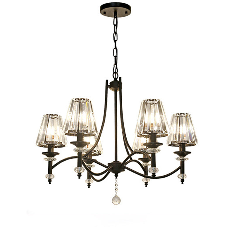 Conical Hanging Lamp Rustic Black Faceted Clear Crystal Prism Chandelier for Bedroom Clearhalo 'Ceiling Lights' 'Chandeliers' Lighting' options 2138224