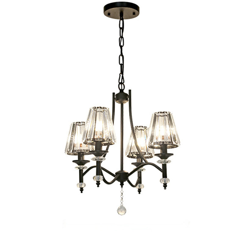 Conical Hanging Lamp Rustic Black Faceted Clear Crystal Prism Chandelier for Bedroom Clearhalo 'Ceiling Lights' 'Chandeliers' Lighting' options 2138226