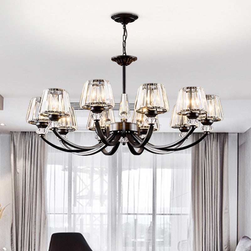 Ceiling Pendant Lamp Classic Bedroom Chandelier with Cone Crystal Shade in Black Clearhalo 'Ceiling Lights' 'Chandeliers' Lighting' options 2138228