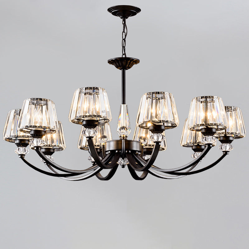 Ceiling Pendant Lamp Classic Bedroom Chandelier with Cone Crystal Shade in Black Clearhalo 'Ceiling Lights' 'Chandeliers' Lighting' options 2138229