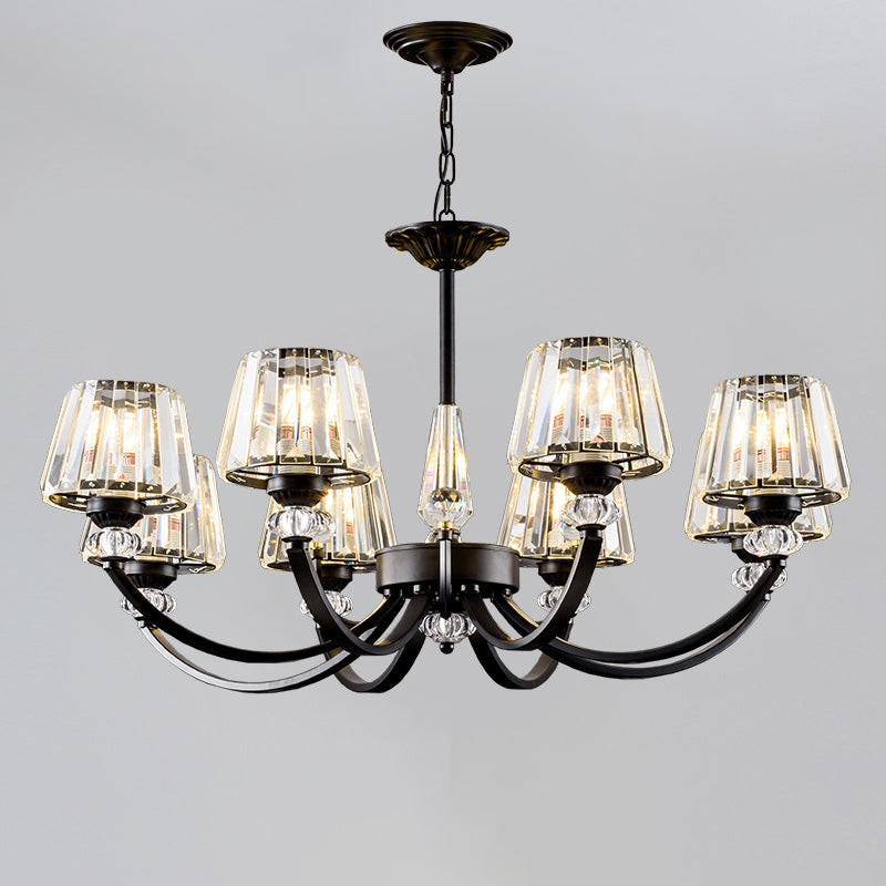 Ceiling Pendant Lamp Classic Bedroom Chandelier with Cone Crystal Shade in Black Clearhalo 'Ceiling Lights' 'Chandeliers' Lighting' options 2138231