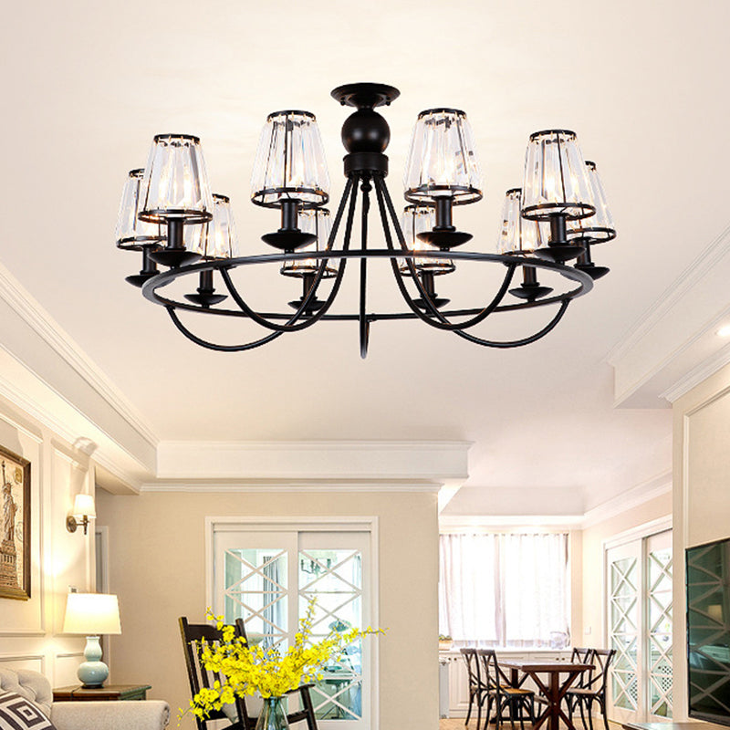 Black Conic Ceiling Suspension Lamp Traditional Cut-Crystal Dining Room Chandelier 10 Black Clearhalo 'Ceiling Lights' 'Chandeliers' Lighting' options 2138243_f7b0c3fc-9f7b-4bc6-9d38-2a6b2ab46b9a