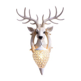 Lodge Deer Head Wall Light Fixture 1 Bulb Resin Wall Sconce with Teardrop Crystal Shade Clearhalo 'Wall Lamps & Sconces' 'Wall Lights' Lighting' 2138425