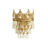 Crown Shaped Living Room Wall Light Antique Metal 3-Bulb Gold Sconce with Teardrop Crystals Clearhalo 'Wall Lamps & Sconces' 'Wall Lights' Lighting' 2138431