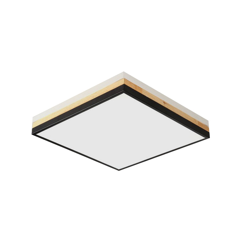 16"/19.5"/23.5" Wide Square Flush Mount Contemporary Wood Black LED Flush Mount Lamp with Acrylic Diffuser in White/Warm/Natural Light Clearhalo 'Ceiling Lights' 'Close To Ceiling Lights' 'Close to ceiling' 'Flush mount' Lighting' 213853