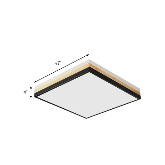 16"/19.5"/23.5" Wide Square Flush Mount Contemporary Wood Black LED Flush Mount Lamp with Acrylic Diffuser in White/Warm/Natural Light Clearhalo 'Ceiling Lights' 'Close To Ceiling Lights' 'Close to ceiling' 'Flush mount' Lighting' 213854