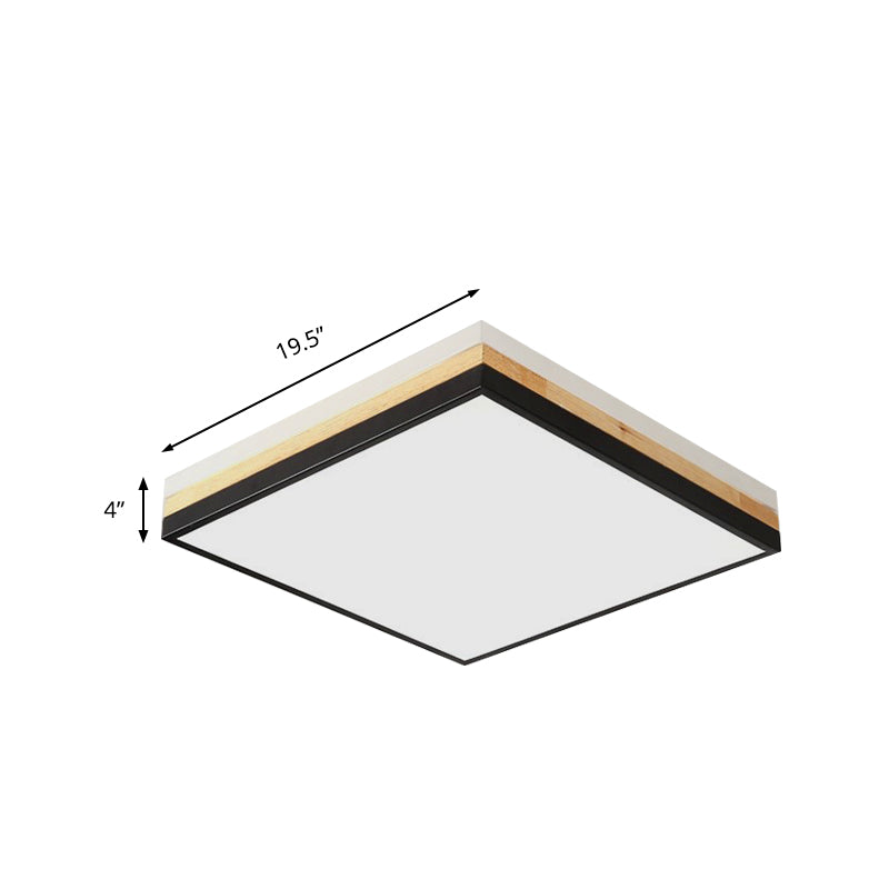 16"/19.5"/23.5" Wide Square Flush Mount Contemporary Wood Black LED Flush Mount Lamp with Acrylic Diffuser in White/Warm/Natural Light Clearhalo 'Ceiling Lights' 'Close To Ceiling Lights' 'Close to ceiling' 'Flush mount' Lighting' 213856