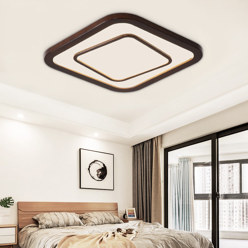 Square Ceiling Lighting Contemporary Dark Wood LED Flush Mount Ceiling Fixture in White/Warm/Natural Light Dark Wood Clearhalo 'Ceiling Lights' 'Close To Ceiling Lights' 'Close to ceiling' 'Flush mount' Lighting' 213902