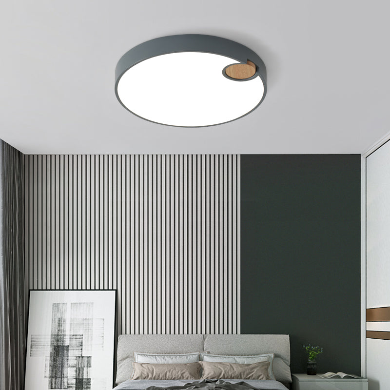 12"/16"/19.5" Dia Circle Flush Mount Nordic Acrylic Grey LED Flush Mount Lamp in White/Warm/Natural Light for Bedroom Clearhalo 'Ceiling Lights' 'Close To Ceiling Lights' 'Close to ceiling' 'Flush mount' Lighting' 213920