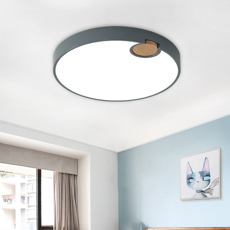 12"/16"/19.5" Dia Circle Flush Mount Nordic Acrylic Grey LED Flush Mount Lamp in White/Warm/Natural Light for Bedroom Clearhalo 'Ceiling Lights' 'Close To Ceiling Lights' 'Close to ceiling' 'Flush mount' Lighting' 213921