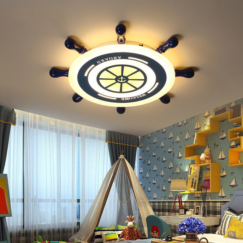 Rudder Flush Mount Lighting Kids Acrylic LED Blue Ceiling Mounted Fixture for Bedroom, Warm/White Light Blue Clearhalo 'Ceiling Lights' 'Close To Ceiling Lights' 'Close to ceiling' 'Flush mount' Lighting' 213932