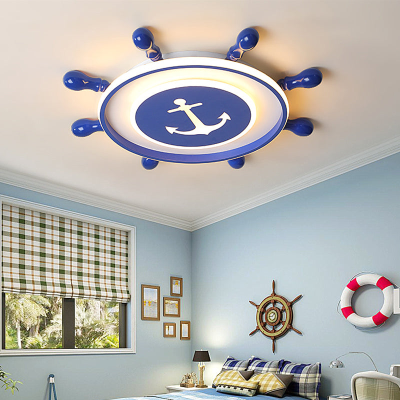 Rudder Flushmount Ceiling Fixture Modernism Acrylic LED Children Room Ceiling Flush Light in Blue, Warm/White Light Blue Clearhalo 'Ceiling Lights' 'Close To Ceiling Lights' 'Close to ceiling' 'Flush mount' Lighting' 213942