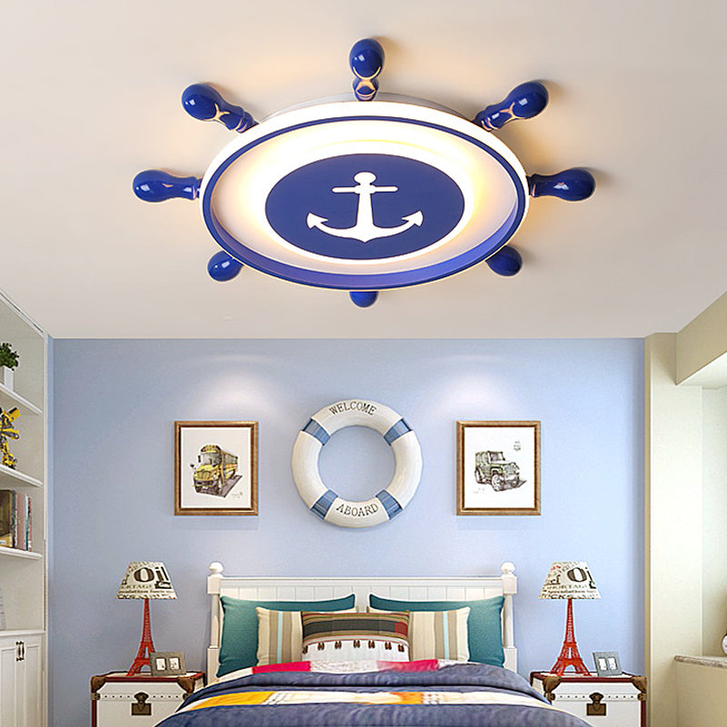 Rudder Flushmount Ceiling Fixture Modernism Acrylic LED Children Room Ceiling Flush Light in Blue, Warm/White Light Clearhalo 'Ceiling Lights' 'Close To Ceiling Lights' 'Close to ceiling' 'Flush mount' Lighting' 213943