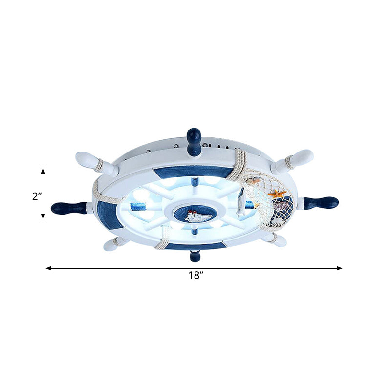 Wooden Rudder Shaped Flush Mount Fixture Cartoon Stylish LED Sky Blue/White Ceiling Mounted Light Clearhalo 'Ceiling Lights' 'Close To Ceiling Lights' 'Close to ceiling' 'Flush mount' Lighting' 213992