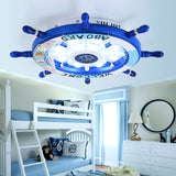 Wooden Rudder Shaped Flush Mount Fixture Cartoon Stylish LED Sky Blue/White Ceiling Mounted Light Clearhalo 'Ceiling Lights' 'Close To Ceiling Lights' 'Close to ceiling' 'Flush mount' Lighting' 213998