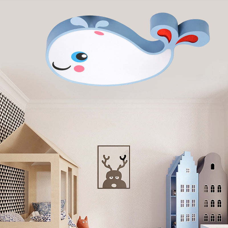 Acrylic Whale Shaped Ceiling Flush Mount Kids LED Blue/Pink Flush Pendant Light for Bedroom, White Light Blue Clearhalo 'Ceiling Lights' 'Close To Ceiling Lights' 'Close to ceiling' 'Flush mount' Lighting' 214022