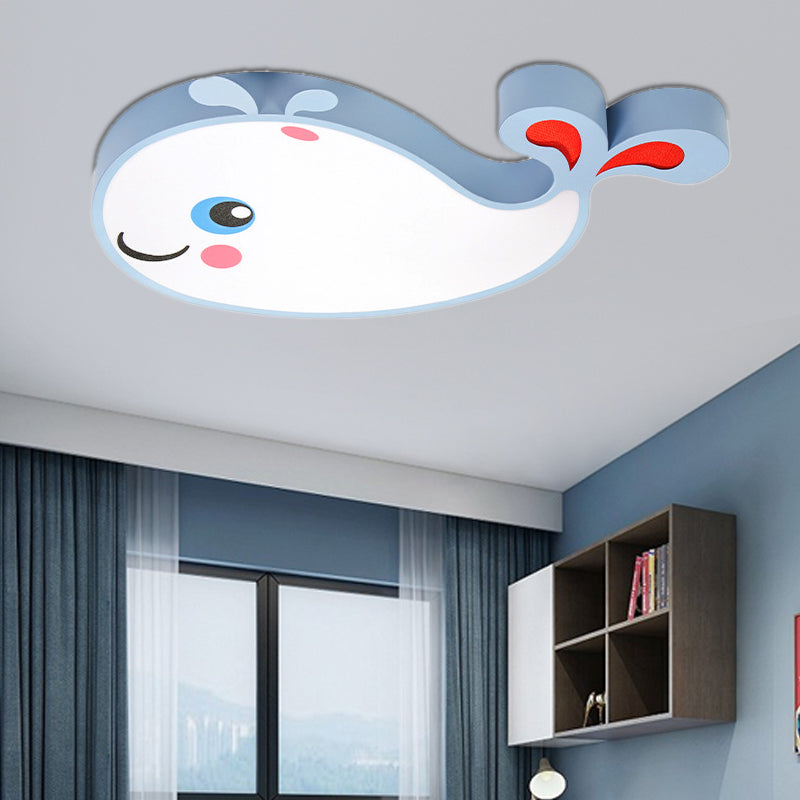 Acrylic Whale Shaped Ceiling Flush Mount Kids LED Blue/Pink Flush Pendant Light for Bedroom, White Light Clearhalo 'Ceiling Lights' 'Close To Ceiling Lights' 'Close to ceiling' 'Flush mount' Lighting' 214023