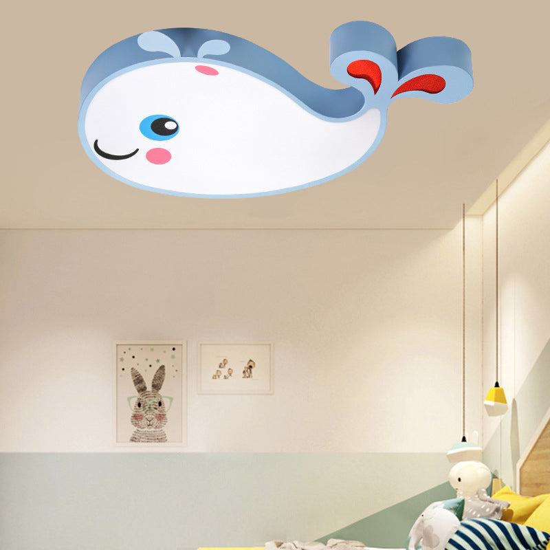 Acrylic Whale Shaped Ceiling Flush Mount Kids LED Blue/Pink Flush Pendant Light for Bedroom, White Light Clearhalo 'Ceiling Lights' 'Close To Ceiling Lights' 'Close to ceiling' 'Flush mount' Lighting' 214024