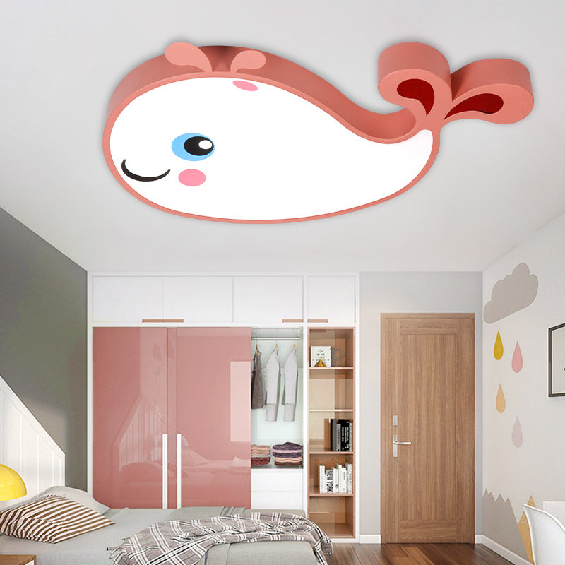 Acrylic Whale Shaped Ceiling Flush Mount Kids LED Blue/Pink Flush Pendant Light for Bedroom, White Light Clearhalo 'Ceiling Lights' 'Close To Ceiling Lights' 'Close to ceiling' 'Flush mount' Lighting' 214027