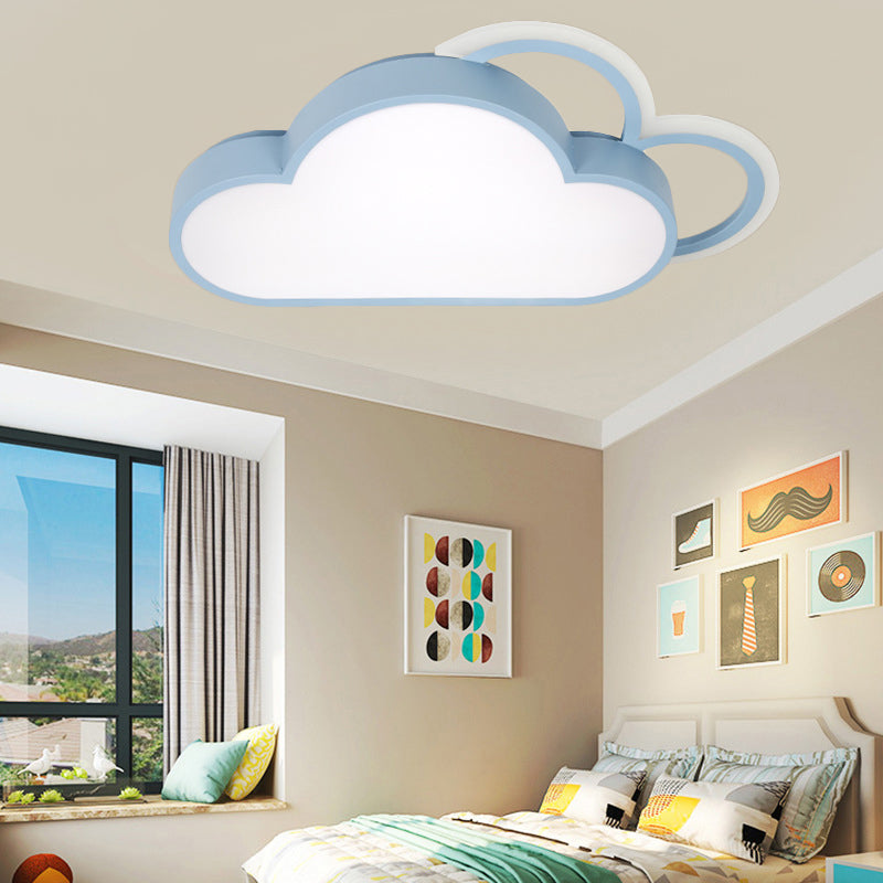 Blue/Pink Cloud Shaped Flushmount Lighting Cartoon Stylish LED Acrylic Ceiling Mounted Fixture in Warm/White Light Blue Clearhalo 'Ceiling Lights' 'Close To Ceiling Lights' 'Close to ceiling' 'Flush mount' Lighting' 214037