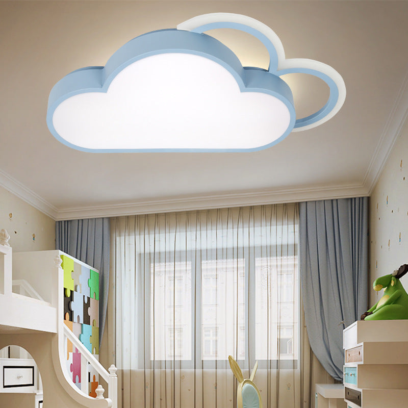 Blue/Pink Cloud Shaped Flushmount Lighting Cartoon Stylish LED Acrylic Ceiling Mounted Fixture in Warm/White Light Clearhalo 'Ceiling Lights' 'Close To Ceiling Lights' 'Close to ceiling' 'Flush mount' Lighting' 214038