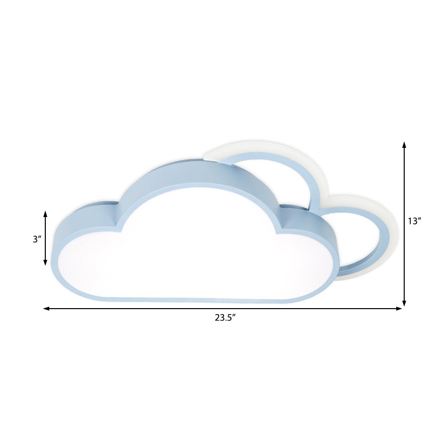 Blue/Pink Cloud Shaped Flushmount Lighting Cartoon Stylish LED Acrylic Ceiling Mounted Fixture in Warm/White Light Clearhalo 'Ceiling Lights' 'Close To Ceiling Lights' 'Close to ceiling' 'Flush mount' Lighting' 214040