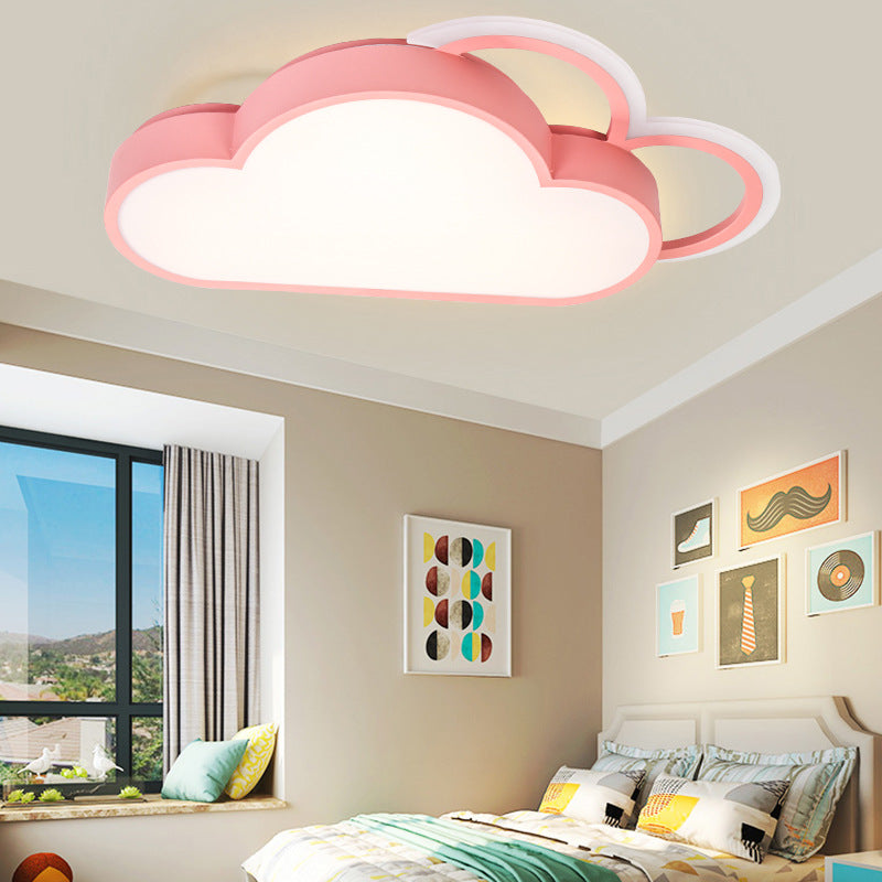 Blue/Pink Cloud Shaped Flushmount Lighting Cartoon Stylish LED Acrylic Ceiling Mounted Fixture in Warm/White Light Pink Clearhalo 'Ceiling Lights' 'Close To Ceiling Lights' 'Close to ceiling' 'Flush mount' Lighting' 214041