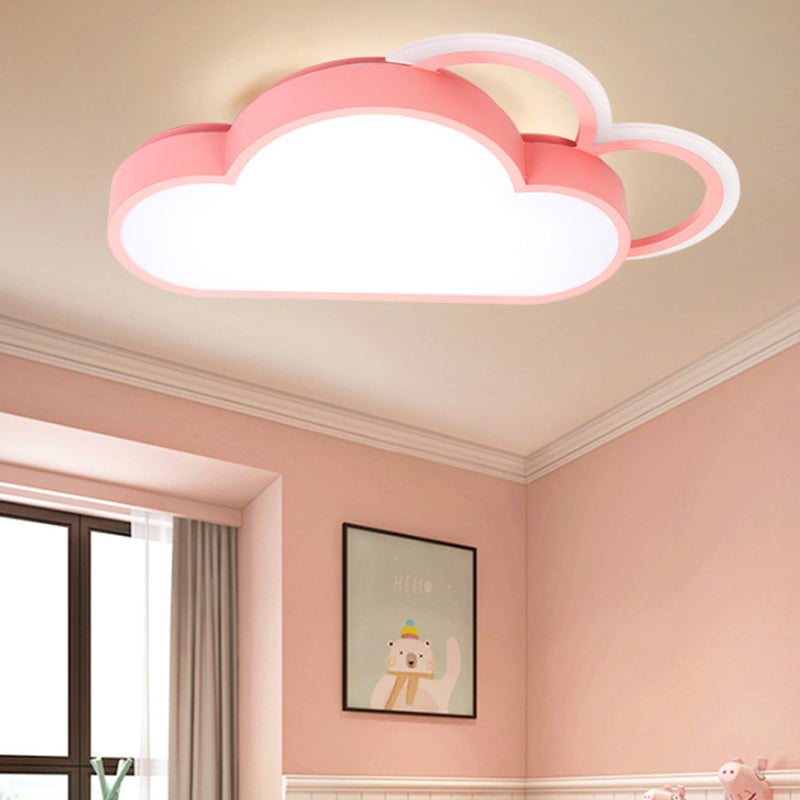 Blue/Pink Cloud Shaped Flushmount Lighting Cartoon Stylish LED Acrylic Ceiling Mounted Fixture in Warm/White Light Clearhalo 'Ceiling Lights' 'Close To Ceiling Lights' 'Close to ceiling' 'Flush mount' Lighting' 214042