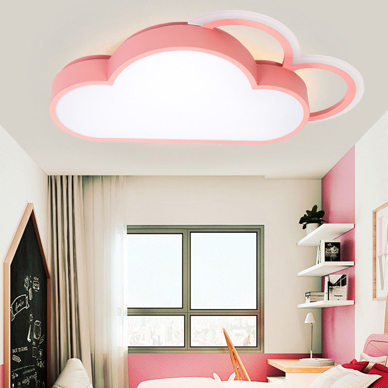 Blue/Pink Cloud Shaped Flushmount Lighting Cartoon Stylish LED Acrylic Ceiling Mounted Fixture in Warm/White Light Clearhalo 'Ceiling Lights' 'Close To Ceiling Lights' 'Close to ceiling' 'Flush mount' Lighting' 214043