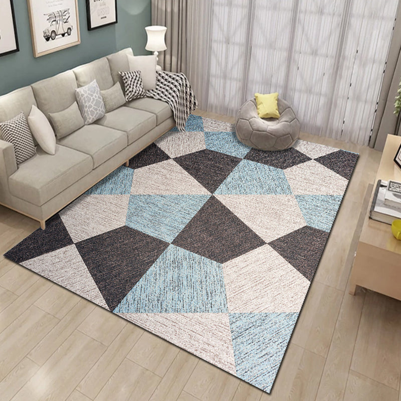 Bold Multicolor Modern Rug Synthetics Geometric Pattern Rug Machine Washable Non-Slip Stain Resistant Rug for Living Room Blue-White Clearhalo 'Area Rug' 'Rug' 2140458