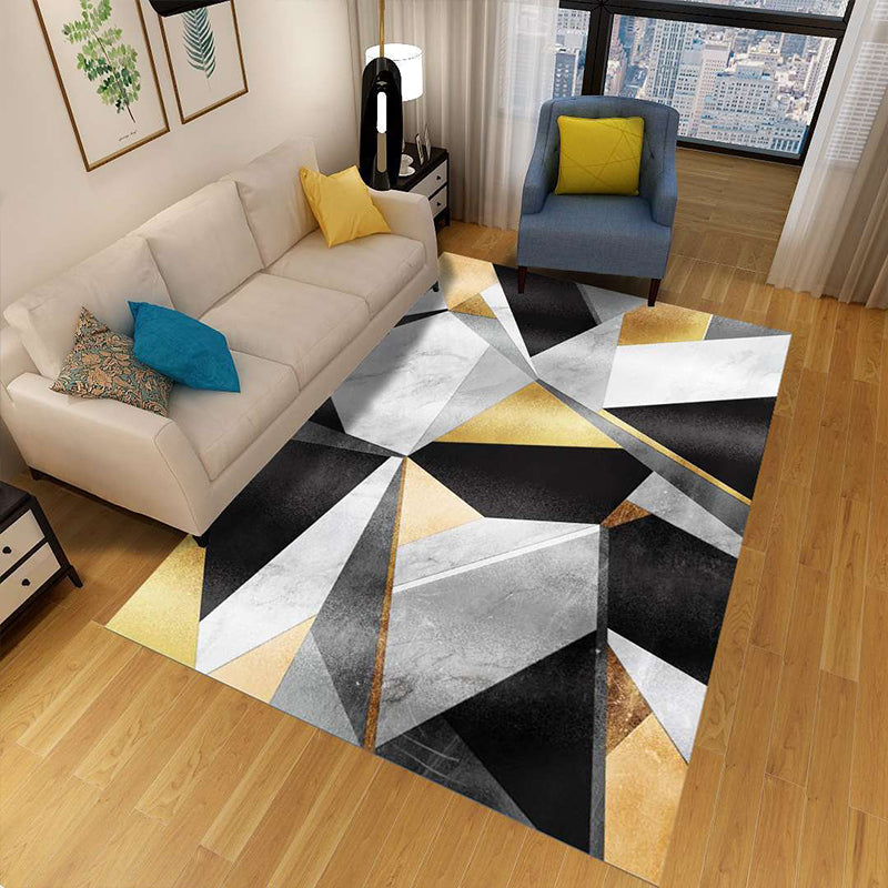 Minimalist 3D Geometric Rug Multi-Color Polypropylene Area Carpet Pet Friendly Anti-Slip Machine Washable Rug for Great Room Black-Gray Clearhalo 'Area Rug' 'Rug' 2140487