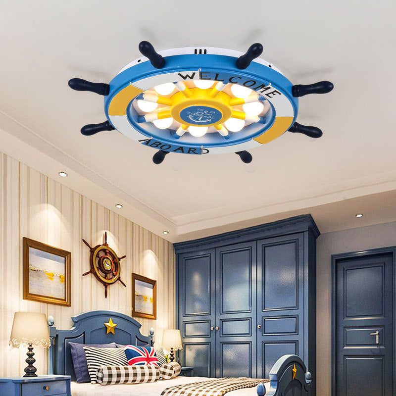 Cartoon Stylish LED Flush Mount Lamp with Acrylic Shade Pink/White Rudder Ceiling Light Fixture for Bedroom Dark Blue Clearhalo 'Ceiling Lights' 'Close To Ceiling Lights' 'Close to ceiling' 'Flush mount' Lighting' 214049