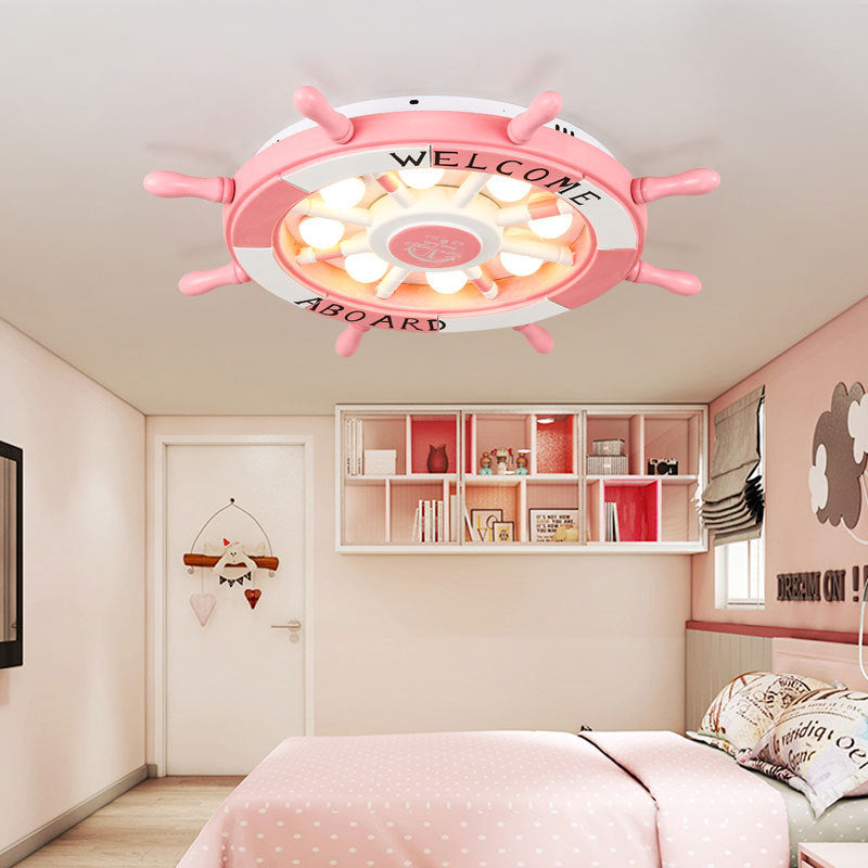 Cartoon Stylish LED Flush Mount Lamp with Acrylic Shade Pink/White Rudder Ceiling Light Fixture for Bedroom Pink Clearhalo 'Ceiling Lights' 'Close To Ceiling Lights' 'Close to ceiling' 'Flush mount' Lighting' 214051