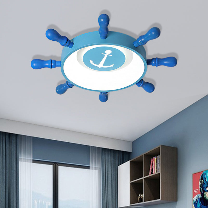 Blue Rudder Flush Mount Fixture Kids 19.5"/23.5" W LED Aluminum and Acrylic Flush Pendant Light in Warm/White Light Blue White Clearhalo 'Ceiling Lights' 'Close To Ceiling Lights' 'Close to ceiling' 'Flush mount' Lighting' 214060