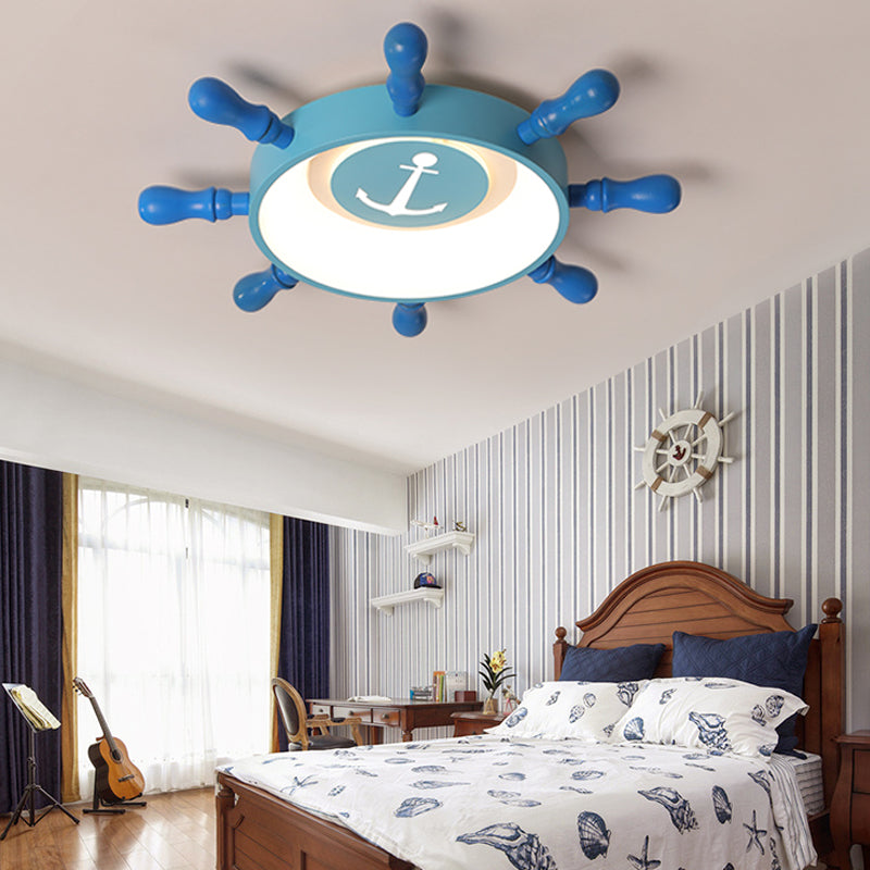 Blue Rudder Flush Mount Fixture Kids 19.5"/23.5" W LED Aluminum and Acrylic Flush Pendant Light in Warm/White Light Blue Warm Clearhalo 'Ceiling Lights' 'Close To Ceiling Lights' 'Close to ceiling' 'Flush mount' Lighting' 214065