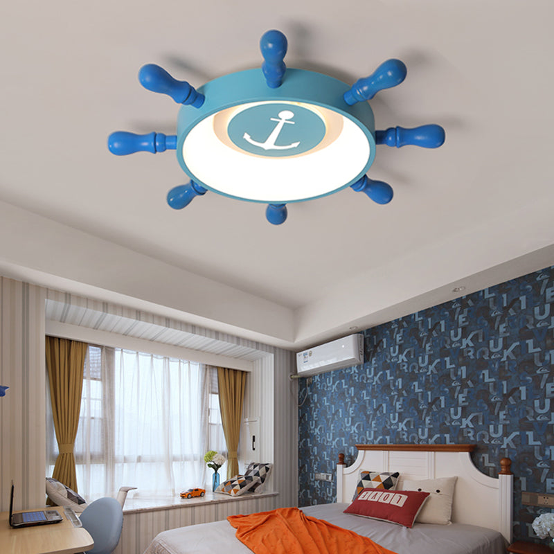 Blue Rudder Flush Mount Fixture Kids 19.5"/23.5" W LED Aluminum and Acrylic Flush Pendant Light in Warm/White Light Clearhalo 'Ceiling Lights' 'Close To Ceiling Lights' 'Close to ceiling' 'Flush mount' Lighting' 214066