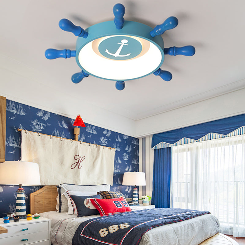 Blue Rudder Flush Mount Fixture Kids 19.5"/23.5" W LED Aluminum and Acrylic Flush Pendant Light in Warm/White Light Clearhalo 'Ceiling Lights' 'Close To Ceiling Lights' 'Close to ceiling' 'Flush mount' Lighting' 214067