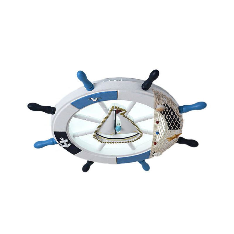 Wooden Rudder Flushmount Lighting Modernism Style LED Blue Ceiling Lighting in Warm/White Light for Kids Clearhalo 'Ceiling Lights' 'Close To Ceiling Lights' 'Close to ceiling' 'Flush mount' Lighting' 214089