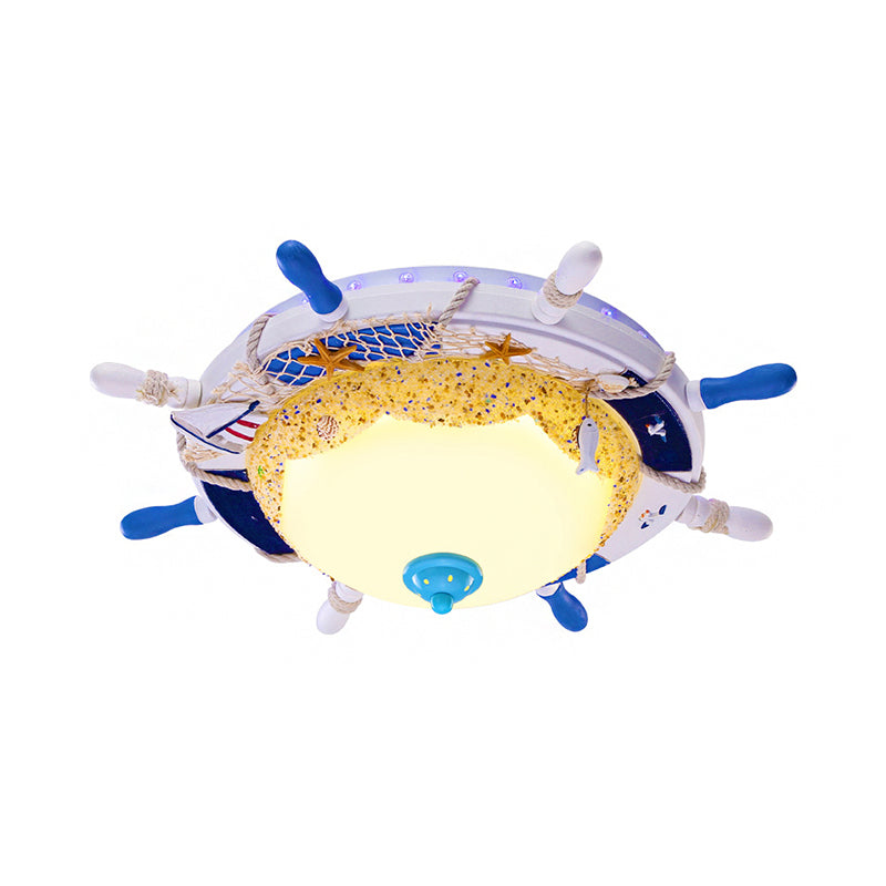 Blue Rudder Shade Flush Light Contemporary LED Metal Flush Mount Lamp with Frosted Glass Shade for Children Room Clearhalo 'Ceiling Lights' 'Close To Ceiling Lights' 'Close to ceiling' 'Flush mount' Lighting' 214096