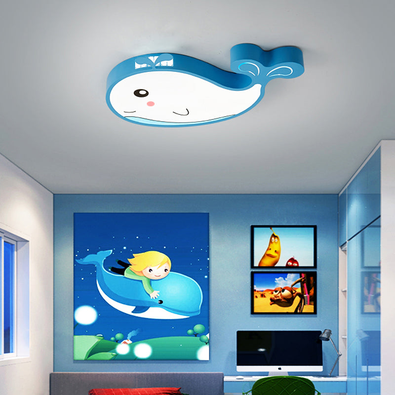 Kids Whale Shaped Flush Mount Lighting Metal and Acrylic LED Bedroom Ceiling Mounted Light in Blue/Pink Clearhalo 'Ceiling Lights' 'Close To Ceiling Lights' 'Close to ceiling' 'Flush mount' Lighting' 214106