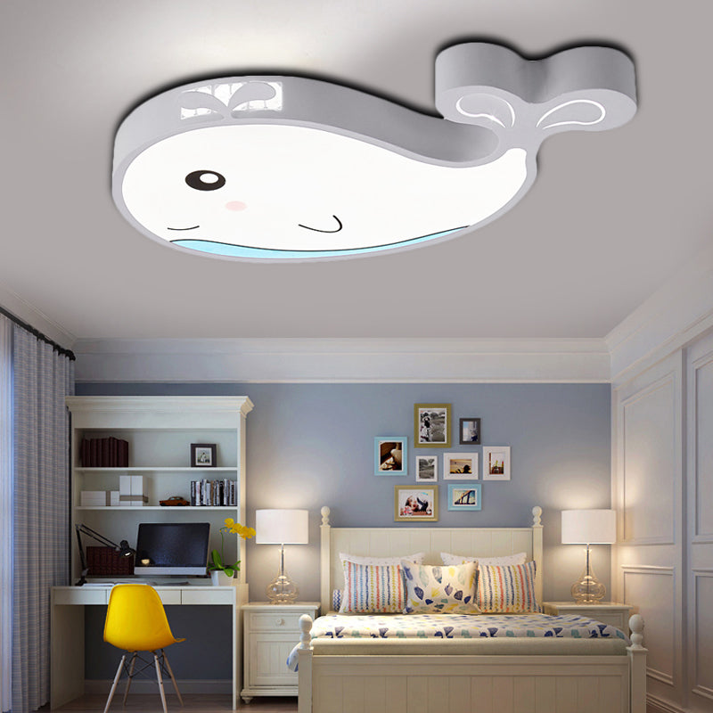 Kids Whale Shaped Flush Mount Lighting Metal and Acrylic LED Bedroom Ceiling Mounted Light in Blue/Pink Clearhalo 'Ceiling Lights' 'Close To Ceiling Lights' 'Close to ceiling' 'Flush mount' Lighting' 214109