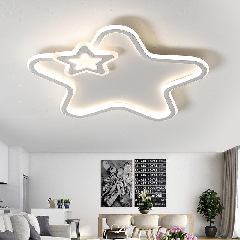 Kids Star-Shaped Flush Mount Fixture Aluminum and Acrylic LED Children Room Black/White Ceiling Lighting, Warm/White Light Clearhalo 'Ceiling Lights' 'Close To Ceiling Lights' 'Close to ceiling' 'Flush mount' Lighting' 214112