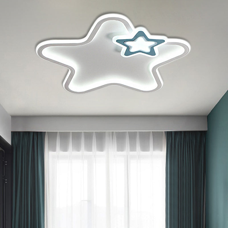 Kids Star-Shaped Flush Mount Fixture Aluminum and Acrylic LED Children Room Black/White Ceiling Lighting, Warm/White Light Blue Clearhalo 'Ceiling Lights' 'Close To Ceiling Lights' 'Close to ceiling' 'Flush mount' Lighting' 214115