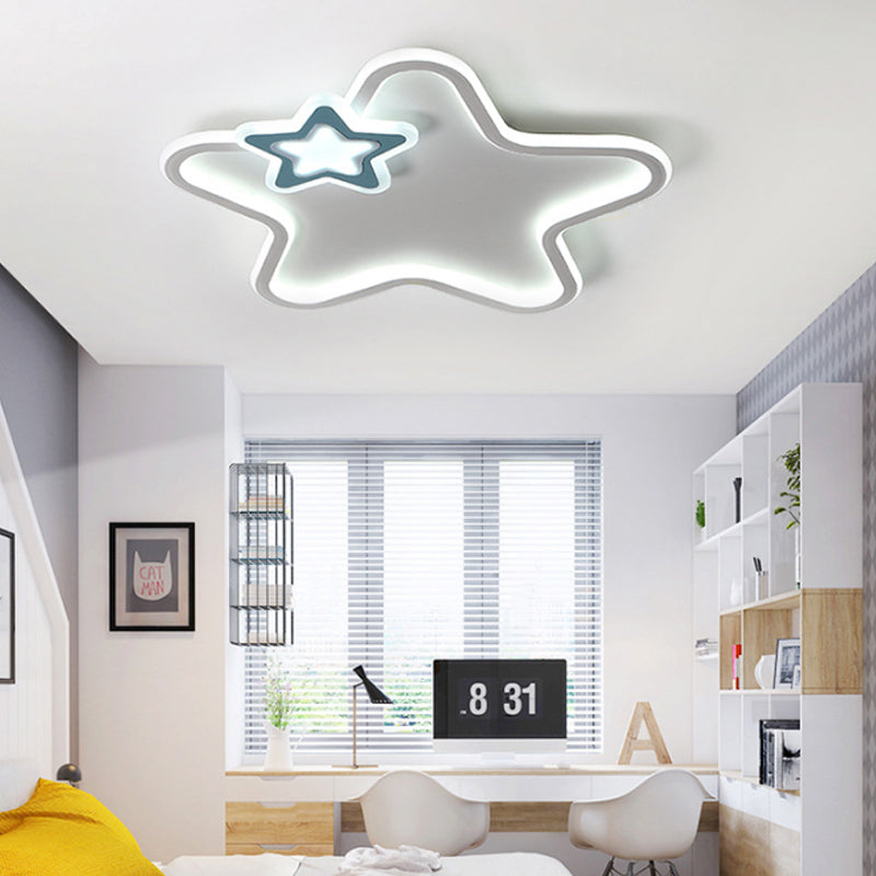 Kids Star-Shaped Flush Mount Fixture Aluminum and Acrylic LED Children Room Black/White Ceiling Lighting, Warm/White Light Clearhalo 'Ceiling Lights' 'Close To Ceiling Lights' 'Close to ceiling' 'Flush mount' Lighting' 214116