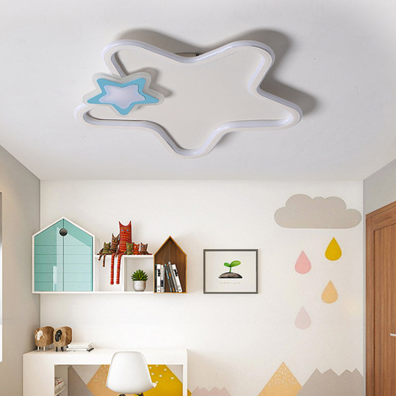 Kids Star-Shaped Flush Mount Fixture Aluminum and Acrylic LED Children Room Black/White Ceiling Lighting, Warm/White Light Clearhalo 'Ceiling Lights' 'Close To Ceiling Lights' 'Close to ceiling' 'Flush mount' Lighting' 214117