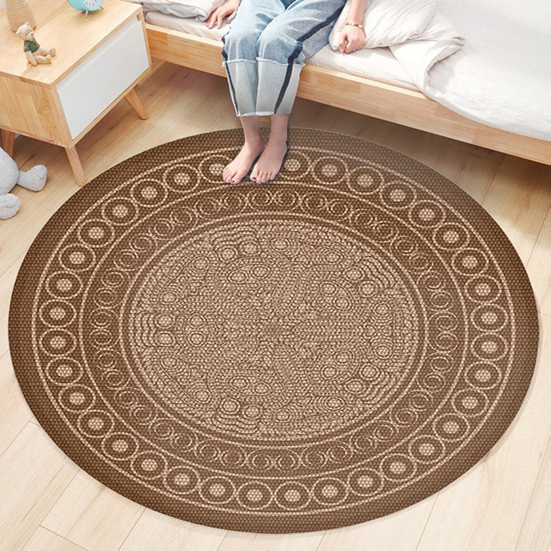 Classic Flower Patterned Rug Multicolor Bohemian Rug Polypropylene Washable Stain Resistant Non-Slip Backing Rug for Home Brown Clearhalo 'Area Rug' 'Bohemian' 'Rugs' Rug' 2141173