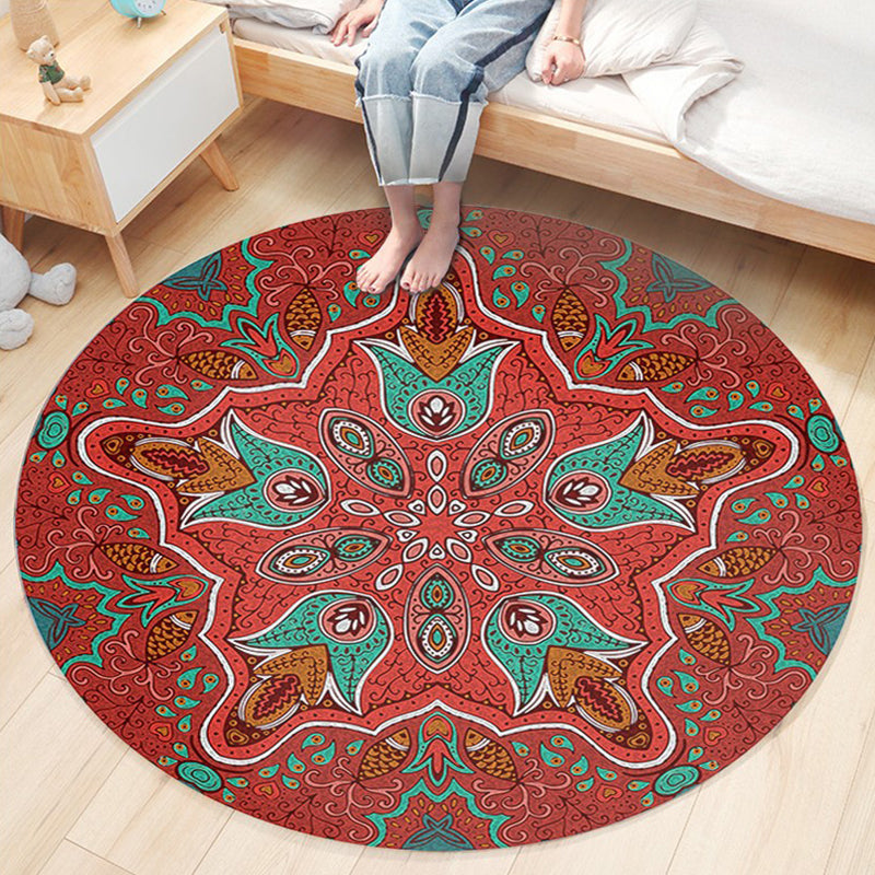 Ethnic Boho Chic Rug Multi-Colored Floral Carpet Machine Washable